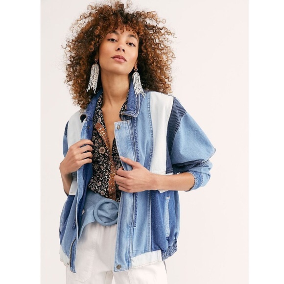 panel denim bomber jacket